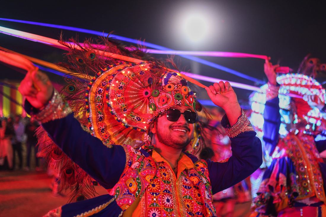 Dandiya raas in full colour under the festival lights