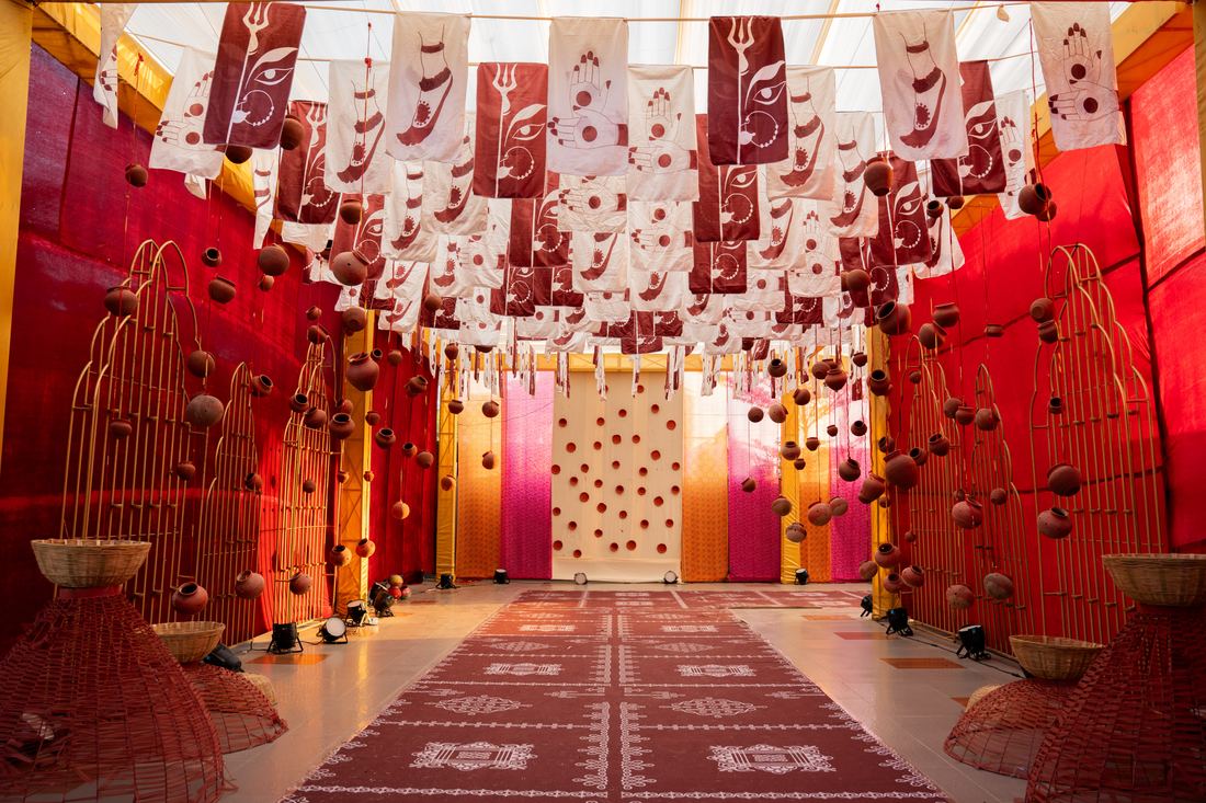 Mandap decor in full colour, hung the length of the ground